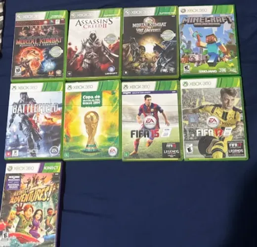 Lote 9 Jogos Originais Xbox 360 | Mortal Kombat 9, Minecraft, FIFA e Mais