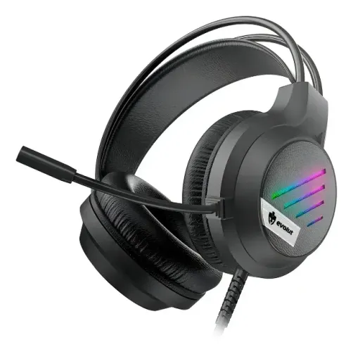 Headset Gamer Evolut Eg306, Led Rainbow, Cor Preto Luz Rainbow
