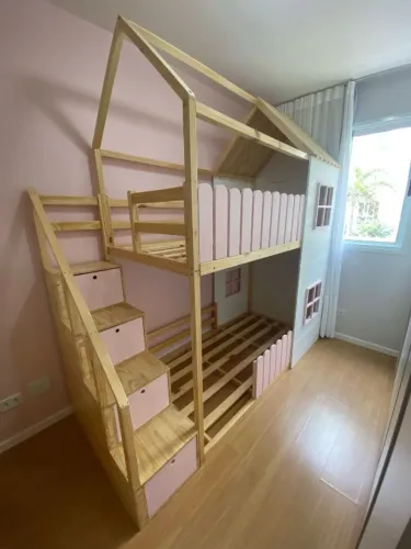 Cama Beliche Casinha - Madeira Pinus