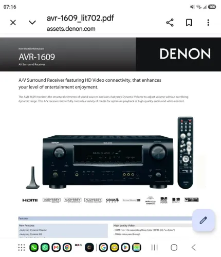 Receiver profissional denon avr 1609 com caixas