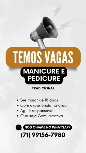 Vaga para Manicure e pedicure tradicional