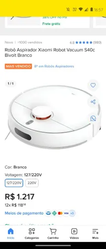 Xiaomi Robot Vaccum S40C 5000pa Bivolt 