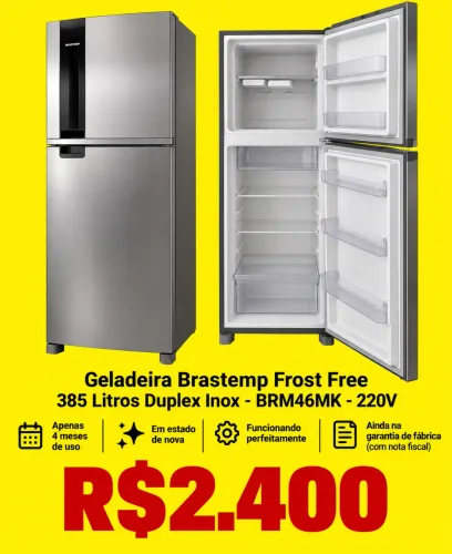 Geladeira Brastemp Frost Free 385 Litros Duplex Inox - BRM46MK - 220V