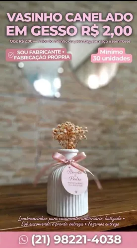 Vasinhos canelado de gesso