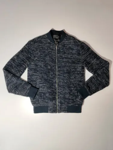 jaqueta zara man forrada matelasse tweed azul marinho made in turkey s