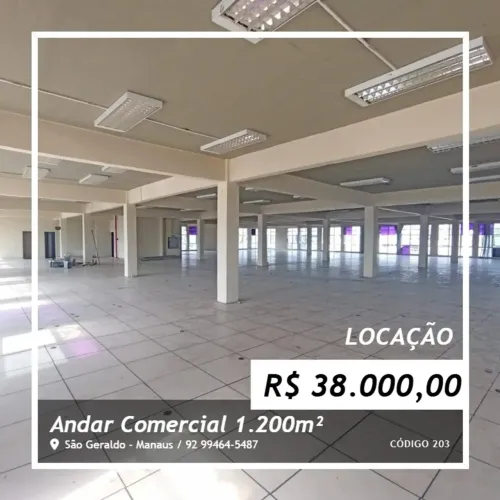 Laje Comercial 1.200m² Djalma Batista, área livre, banheiros