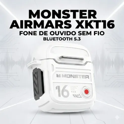 Fone de Ouvido Sem Fio Airmars XKT16 Bluetooth 5.3 Som Hi-Fi Estéreo Microfone HD