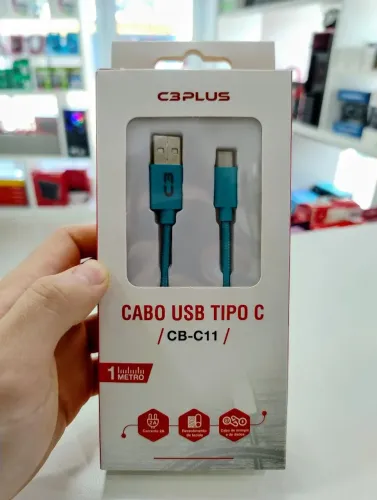Cabo C3Tech CB-C11BL 1 Metro 2A Revestido em Nylon