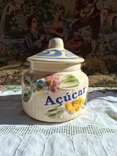 Pote de mantimento Açúcar em cerâmica antigo