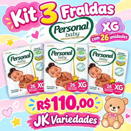 Kit Fralda personal baby Premium Xg com 26 unidades