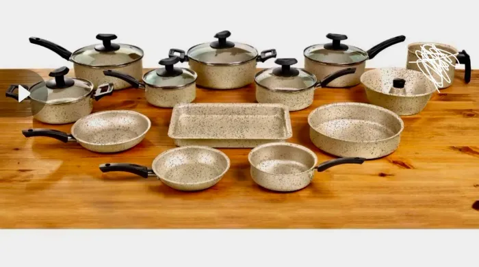 Conjunto Jogo Panela Frigideira 12 peças Antiaderente Teflon, Tampa de Vidro