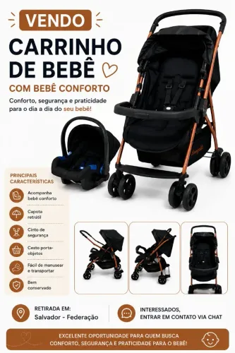 Carrinho de bebê Burigotto Riok + bebê conforto