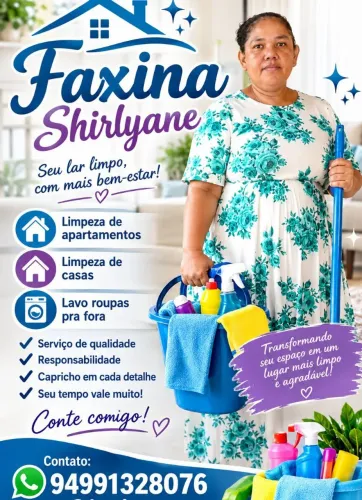 Fasso faxina em apartamento e lavo roupas pra fora 