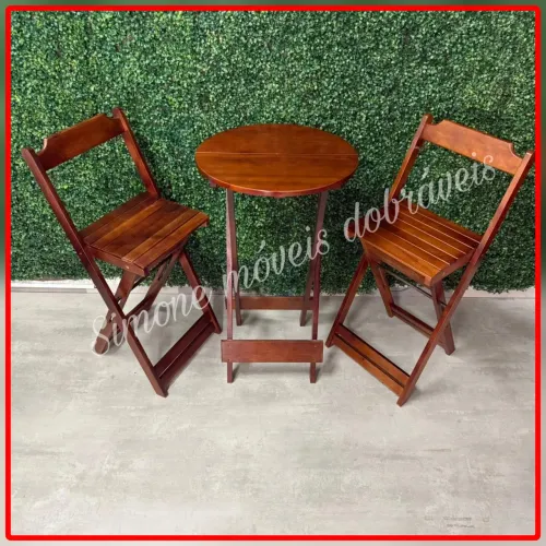 Mesa bistro dobrável com 2 bancos