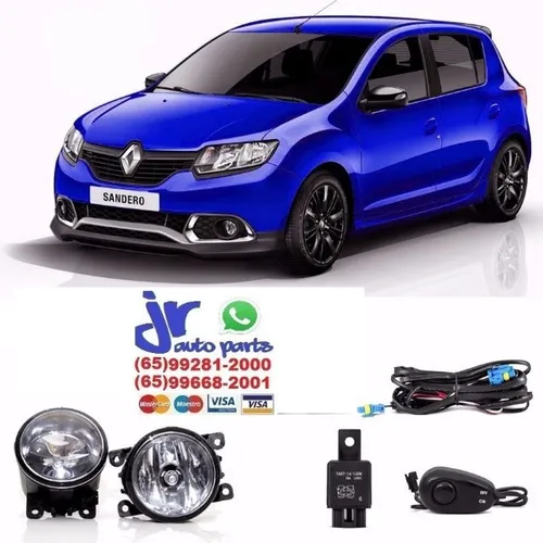 Kit Farol Milha Sandero 2011 2012 2013 2014 Auxiliar Neblina Sem Moldura