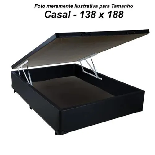 Promoção Base Box Baú Casal  Preto com Pistão - 138 x 188 **direto de fábrica**