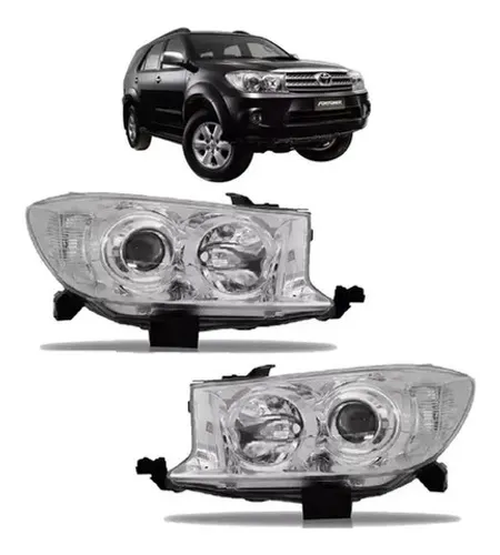 Par Farol Foco Duplo Cromado Hilux Sw4 2009 2010 2011