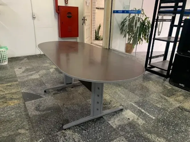 Mesa Para Reunião Retangular Oval - 200 X 90 nogal
