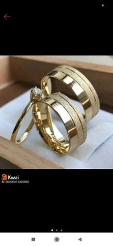 Par de aliança antialérgico+ anel solitário