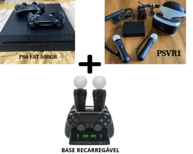 (Aceita Trocas) Playstation 4 + 2 Controles + PSVR1 + Carregador + Moves + Camera