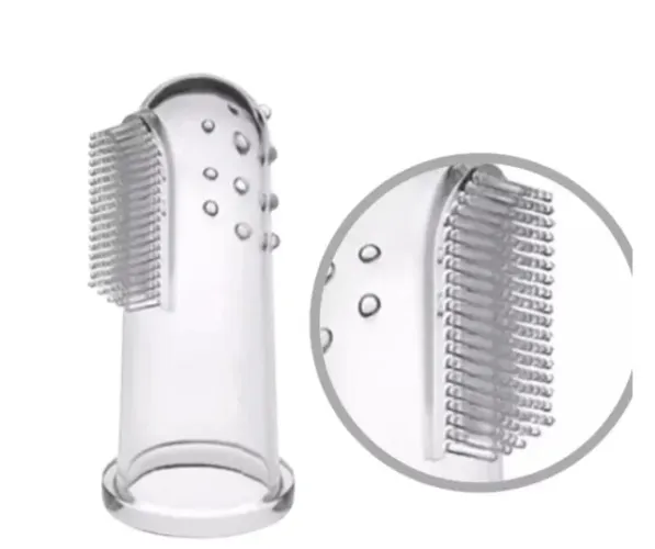  Escova Dente Massageadora De Dedo P/ Bebê Silicone C/ Estojo