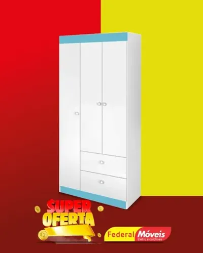 Guarda Roupa Infantil 3 Portas 2 Gavetas Super Lindo Fazemos Entrega 