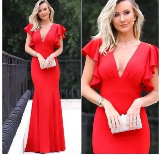 Vestido Longo Vermelho Festa Madrinha tamanho M