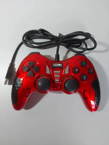 Controle USB Vermelho com Fio Compatível com PC, Android e PS3
