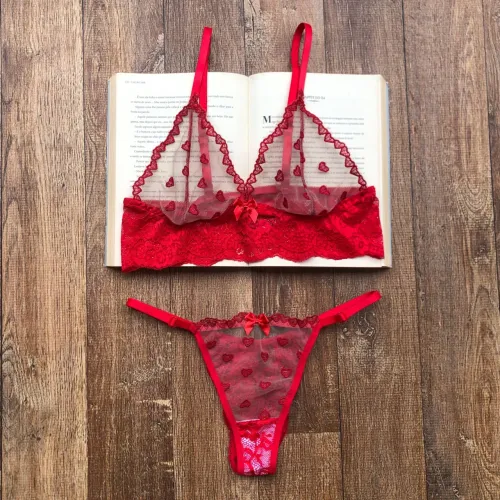 Conjunto de Lingerie Renda Vermelha