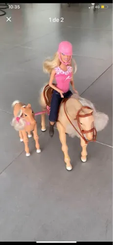 Boneca Barbie e Cavalo + potrinho 