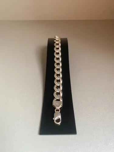 pulseira em prata 925 italiana groumet maciça 