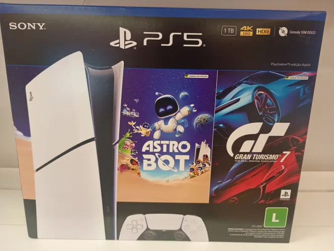 PS5 Slim Digital com 2 jogos novo lacrado 1 ano de garantia 