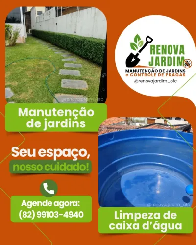 Serviços de jardinagem, jardineiro, corte de grama e limpeza de caixa d'água