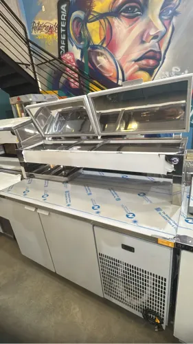 Bancada condimentadora 1,50 refrigerada nova com garantia 