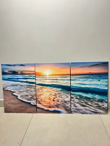Trio Quadro Decorativo Por do Sol 60x40