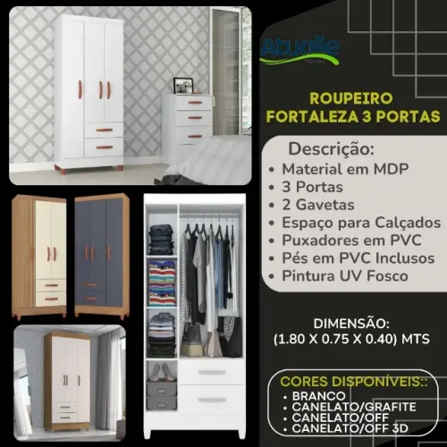 Roupeiro Fortaleza 3 Portas Novo