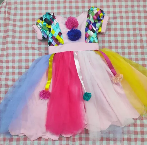 Vestido festa circo rosa/colorido