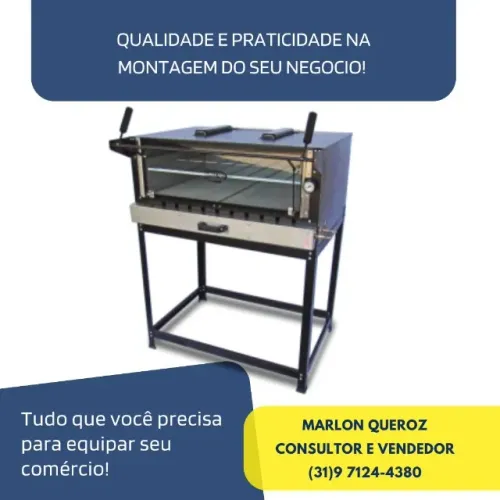 Forno de Pizza Cristal Aço 80x60CM a Gás Novo