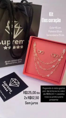 Kit completo Prata 925 acompanha certificado de garantia 