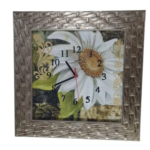 Relógio de Parede Quadro Otimizado Girassol Tam 43X43 cm 
