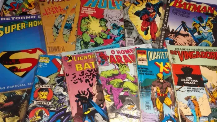 Lote de revistas gibis HQs antigos Marvel Dc Wolverine Batman Superman Hulk Homem aranha