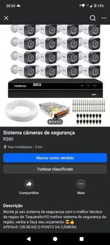 Instalação e manutenção de câmeras de segurança.