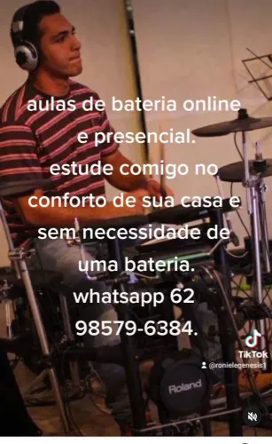 ?Aulas de bateria em Goiânia.(Iniciante ao louvor ) Online e presencial, comece do zero.