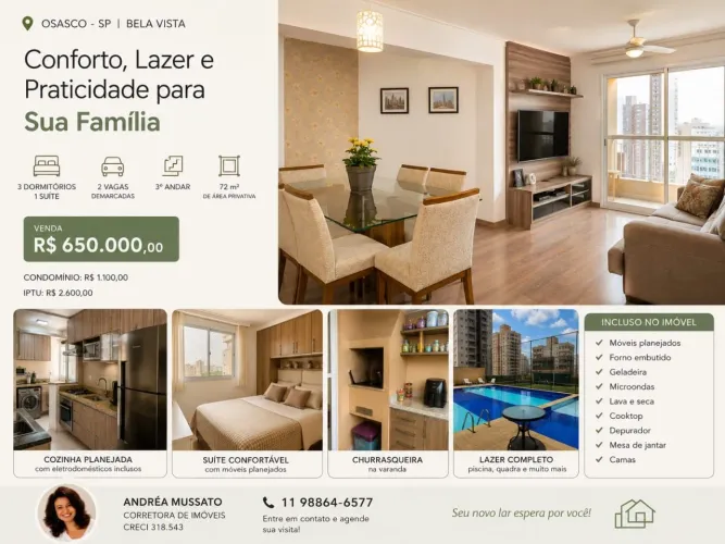Excelente apartamento à venda no Bela Vista em Osasco