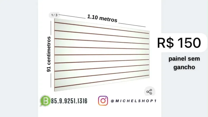 Painel expositor canaletado 1.14 metro ? X 91 cm ? (novo)