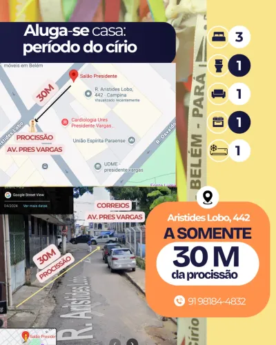 Apartamento a 30m do círio 
