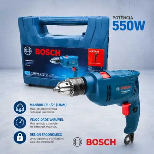 Furadeira Bosch C/maleta 550w: 380,00 avista