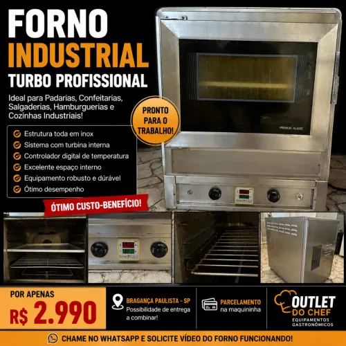 FORNO INDUSTRIAL ELÉTRICO TURBO PROFISSIONAL