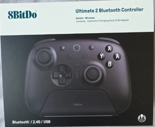 Controle 8BitDo Ultimate 2 Bluetooth+Doca -Hall Effect - Branco-Preto -Original - Lacrado
