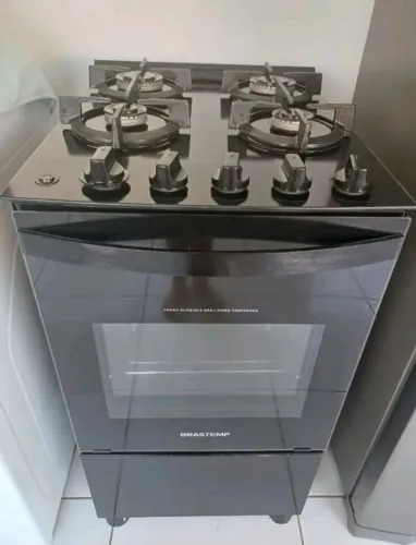 FOGÃO BRASTEMP 4 BOCAS PRETO MESA DE VIDRO 